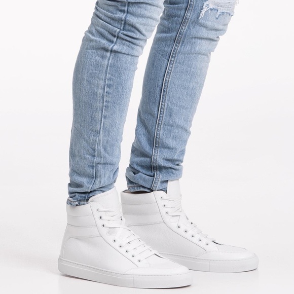solid white high top vans